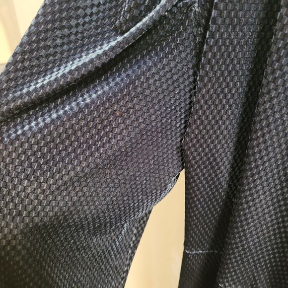 FRNCH Paris Bakhta Dress Teal Velvet Wrap Geometric Texture Puff Sleeve M - Picture 10 of 10